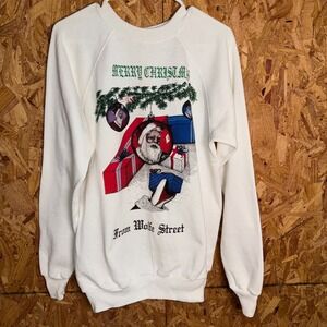 VTG Pannill Hanes Santa‎ Christmas Graphic Sweatshirt Wolfe St. Holiday 90s XL